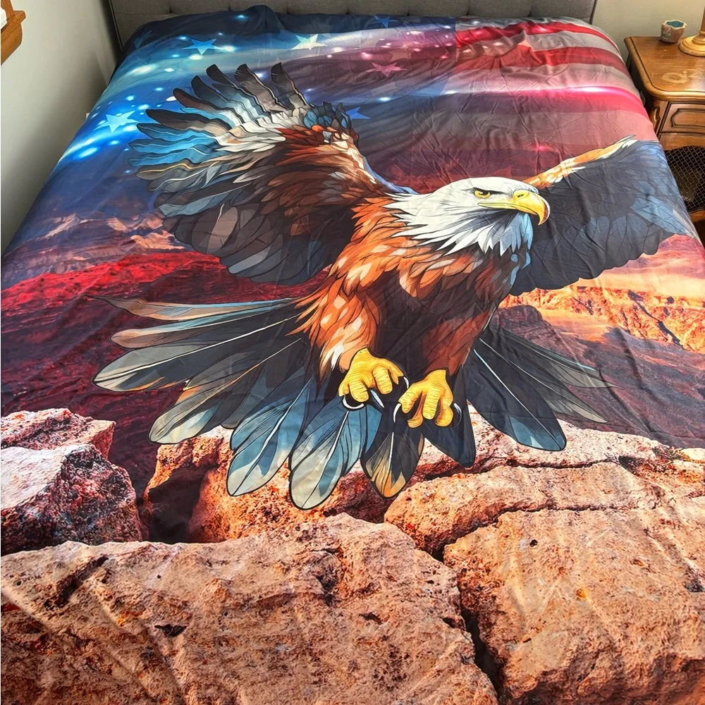Queen Duvet Cover Set with Bald Eagle 🦅